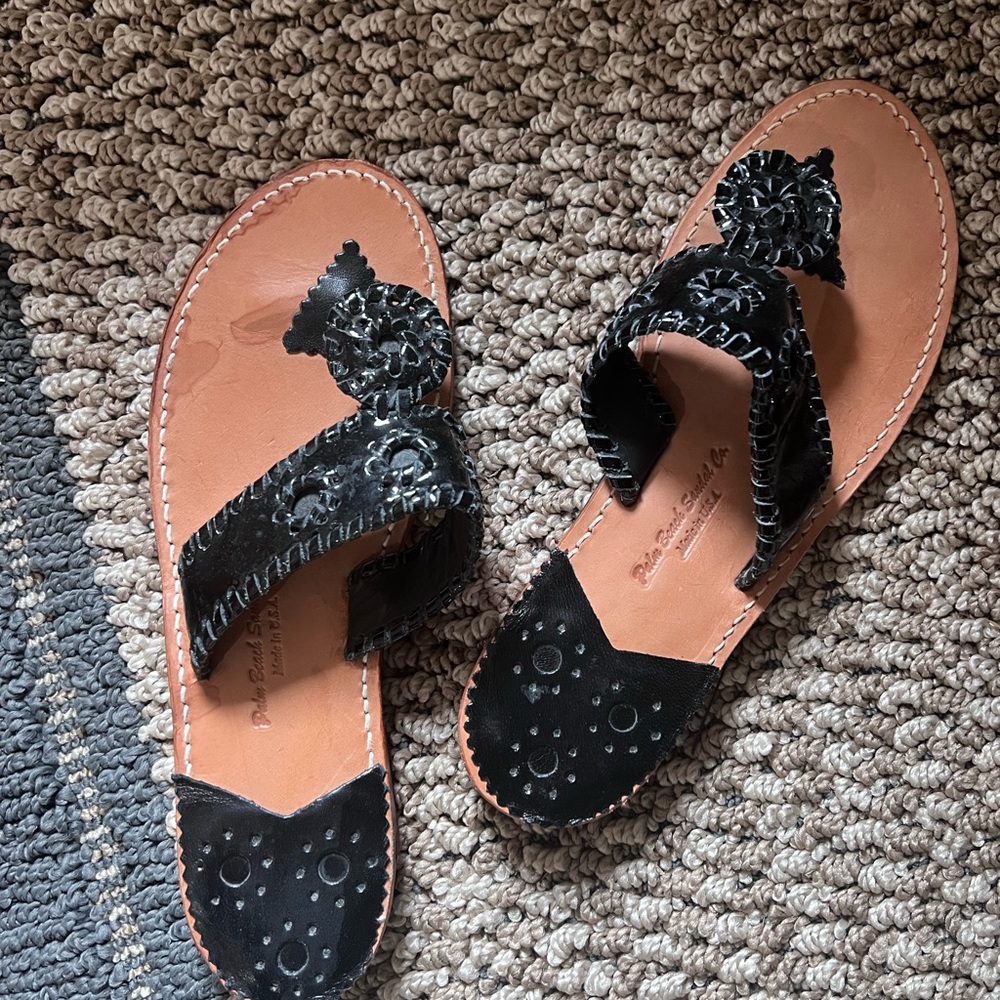 Palm Beach Sandals Black Leather Women's Sandals